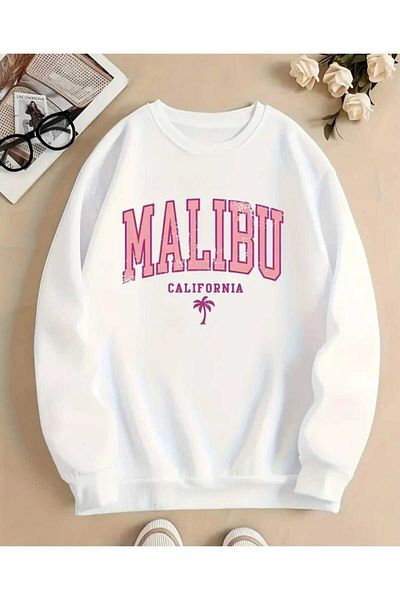 New Shine Φούτερ Malibu California με στάμπα με λαιμόκοψη