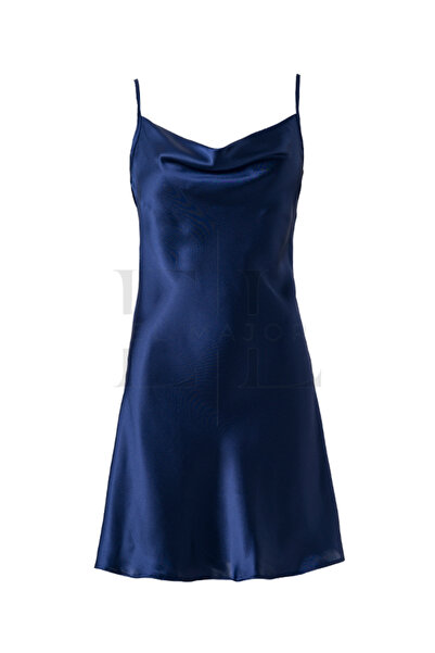 El Major ELMajor Degaje Yaka  Saten Askılı Mini Elbise