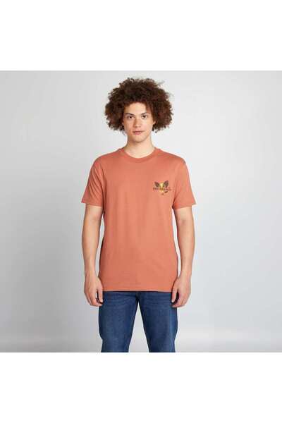 KIABI تي شيرت مطبوع بأكمام قصيرة باللون الوردي