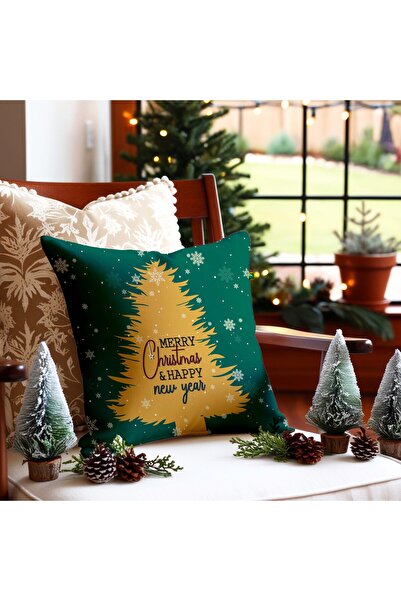 menesahome Новорічна подушка з цифровим принтом у вигляді ялинки з написом «M...