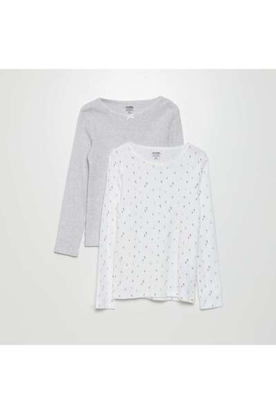 KIABI Pointelle knit T-shirt WHITE