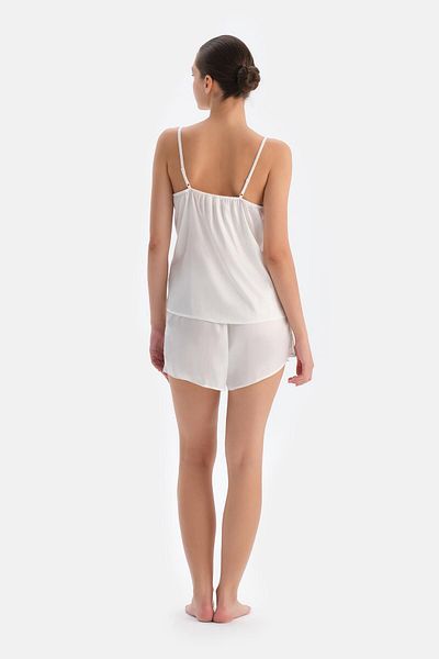 Dagi Set Camısole Bride din satin cu dantelă albă