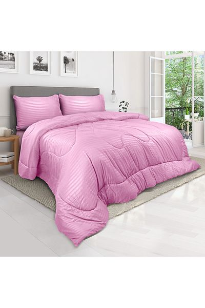 Hotel Linen Klub Stripe Comforter Set- Ultra Soft Brushed Microfiber Fabric, Soft Siliconized Fiber Filling