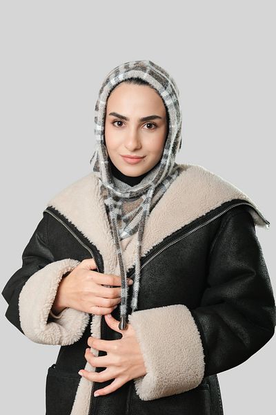 HÜRREM BONE Балаклава с дантела от норка, барета, жакардово каре 2324_10