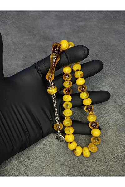 Mos Tespih Кехлибарени молитвени мъниста с пъстър прах, изрязани на колела