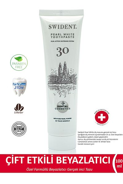 SWIDENT Pearl White 100ml - Dual Effect Brightening Whitening Toothpaste