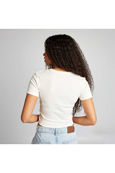 KIABI Short-sleeved cropped T-shirt WHITE