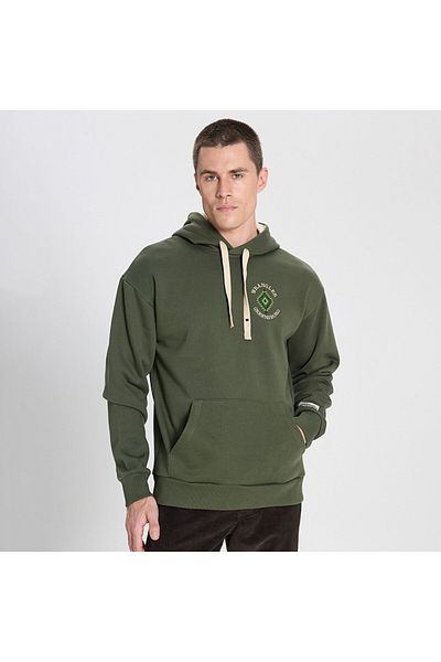WRANGLER Φούτερ με κουκούλα με φαρδιά εφαρμογή, χακί, με φλις εσωτερικά