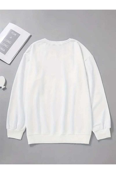 New Shine Γυναικείο φούτερ California Teddy Bear με μοτίβο - Oversize Crew Neck