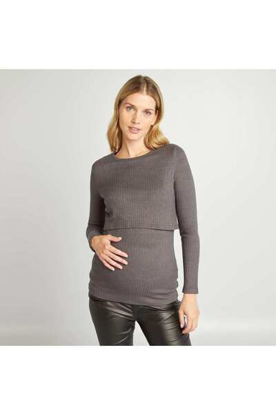 KIABI Ribbed nursing T-shirt GREY