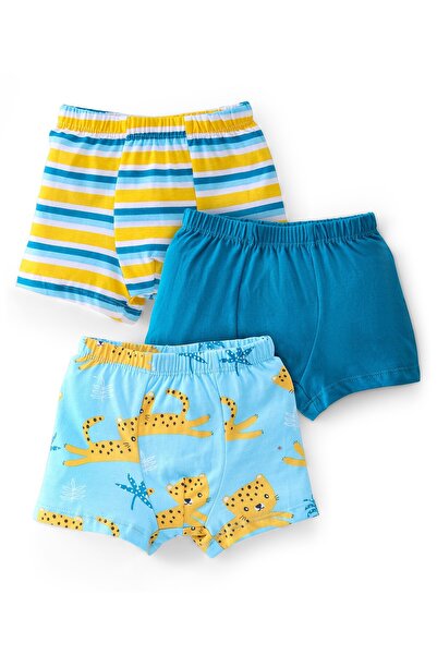 Babyhug Babyhug 100% Cotton Knit Trunk Stripes & Leopard Print Pack of 3 - Bl...