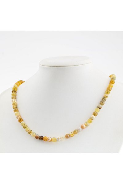OSMANLI DOĞAL TAŞ Unisex Yellow Opal Necklace 6 mm Natural Stone String