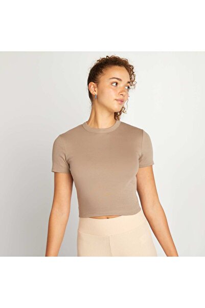 KIABI Short-sleeved cropped T-shirt BEIGE