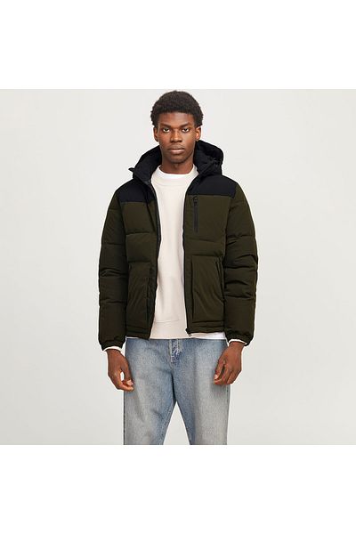 Jack & Jones Ανδρικό πράσινο παλτό με κουκούλα Jack&jones Otto Puffer