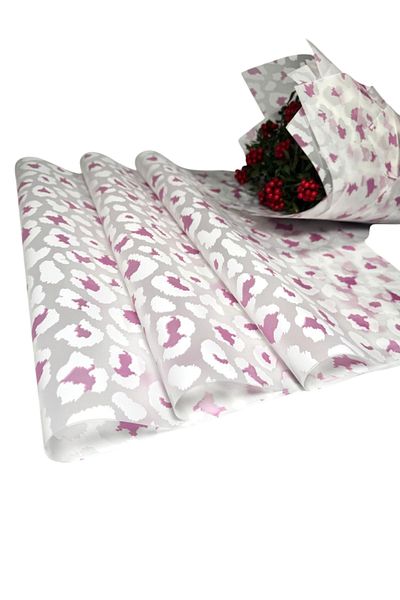 weloveis White and Pink Leopard Print Opp-55X55Cm Matte - 10 Sheets