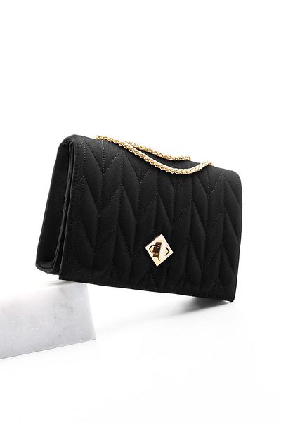 Marjin Goldfarbene Damen-Schultertasche Delbin aus schwarzem Wildleder