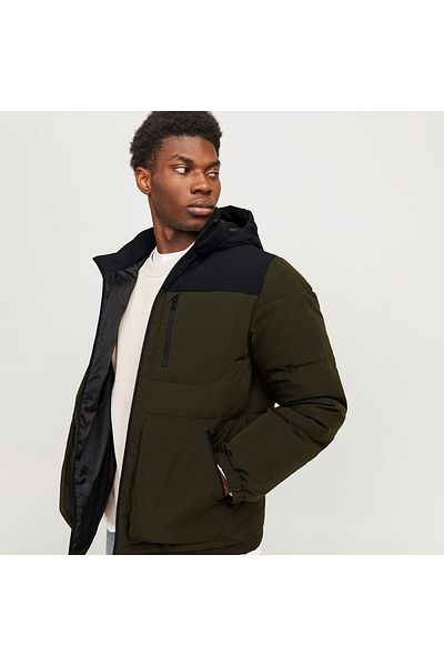 Jack & Jones Ανδρικό πράσινο παλτό με κουκούλα Jack&jones Otto Puffer