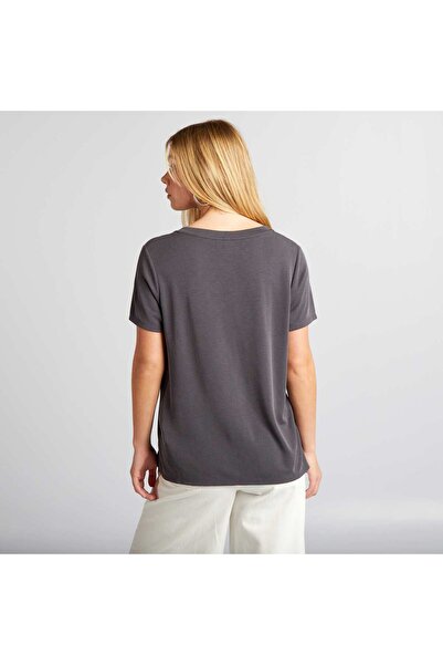 KIABI Stretch V-neck T-shirt BLACK