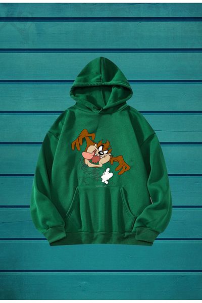 New Shine Унисекс суичър с щампа Looney Tunes - дълъг ръкав, качулка, голям памучен суичър