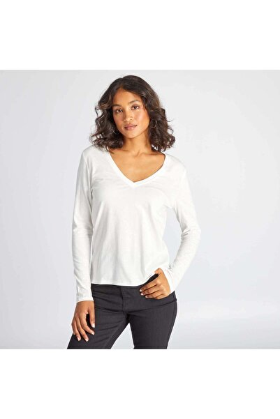 KIABI V-neck T-shirt snow white