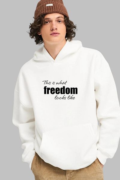New Shine Φούτερ με κουκούλα Freedom Printed Unisex - Κανονική εφαρμογή, μακρυμάνικο, βαμβακερό oversize