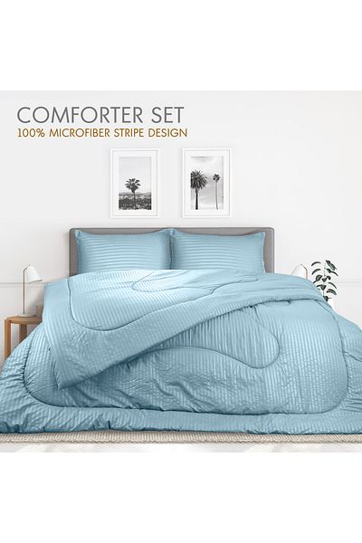 Hotel Linen Klub Stripe Comforter Set- Ultra Soft Brushed Microfiber Fabric, Soft Siliconized Fiber Filling