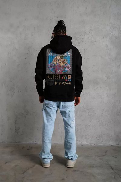 New Shine Ανδρικό φούτερ Patel Six Printed Hooded - Μαύρο