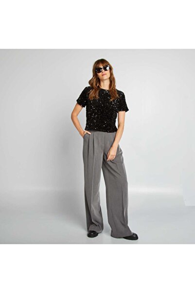 KIABI Sequined party T-shirt black