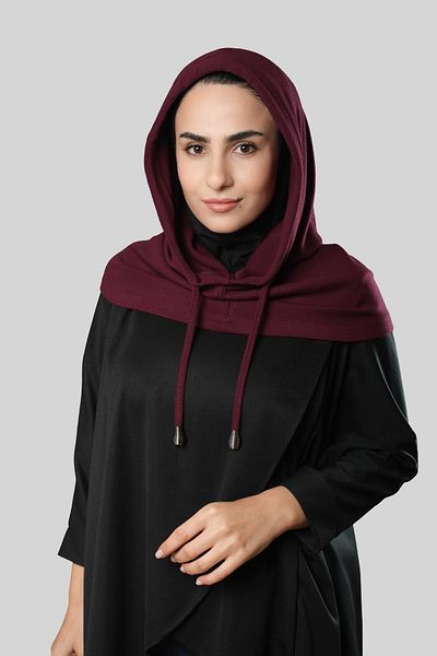 HÜRREM BONE Claret Red Lace Up Casual Balaklava Neck Collar Beret Knitwear Plain 2326_16