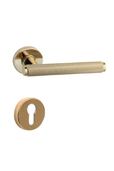 System Pıxel-T Rozetli Kapı Kolu Altın Rengi Yale (Dış Kapı)