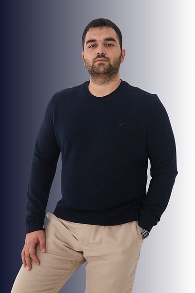 Maccali Men's Winter Crew Neck Oversized Basic Navy Blue Sweatshirt