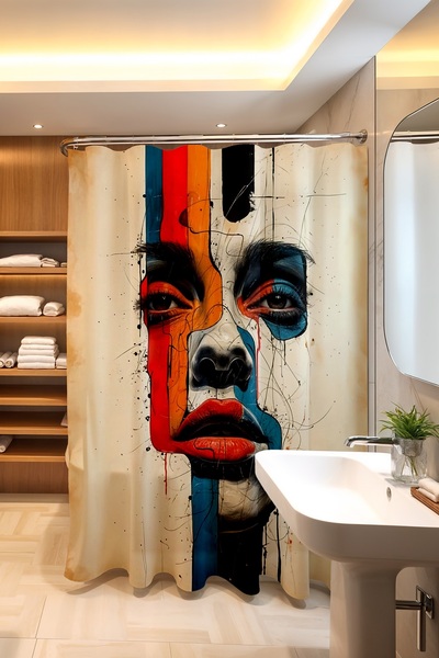EVPANYA Zavjesa za kupatilo, oslikano žensko lice Sa deznom Zavjesa za tuš, z...