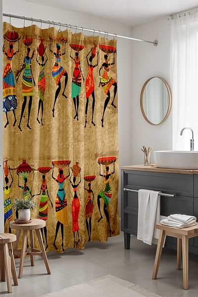 EVPANYA Κουρτίνα μπάνιου Bohemian African Ethnic Pattern για γυναίκες 175x200cm
