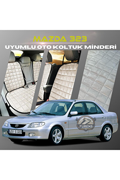 SHOOPLAA طقم وسائد مقعد السيارة مازدا 323 باللون البيج مع جيوب ريش تايلاندية ...