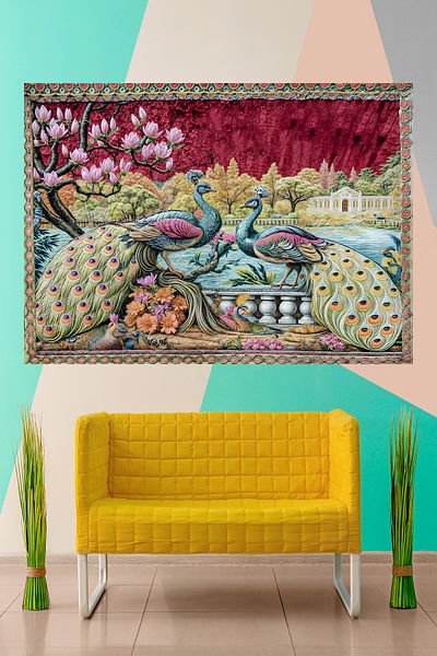 Vendini Vintage Series Peacocks Wall Tapestry Wall Covering Wall Tapestry