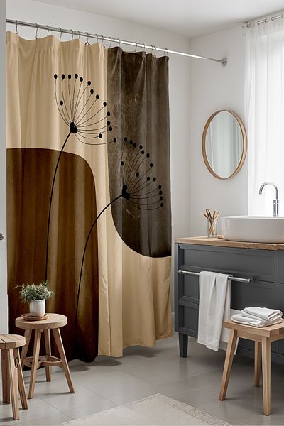 EVPANYA Κουρτίνα μπάνιου με σχέδιο Karahindibağlar, 175x200cm
