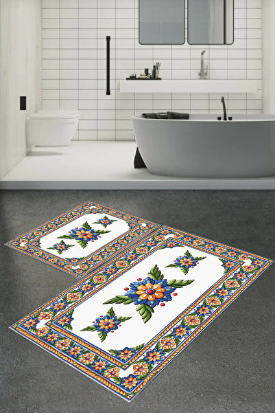 Carmine Carpet Set de 2 covorașe de baie lavabile, antiderapante, imprimate d...