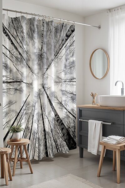 EVPANYA Занавіска для ванної кімнати, чорно-біла завіса для душу з малюнком д...