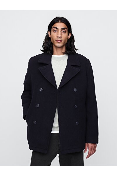 GAP Erkek Lacivert Yün karışımlı peacoat