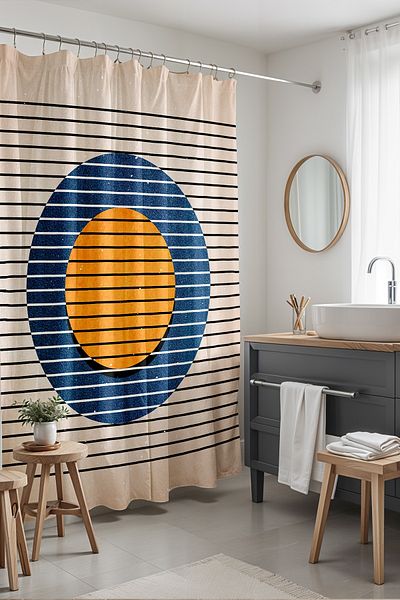 EVPANYA Κουρτίνα μπάνιου Bohemian Stripe Singing Ropa με Σκαλιστό Σκαλιστό 175x200cm