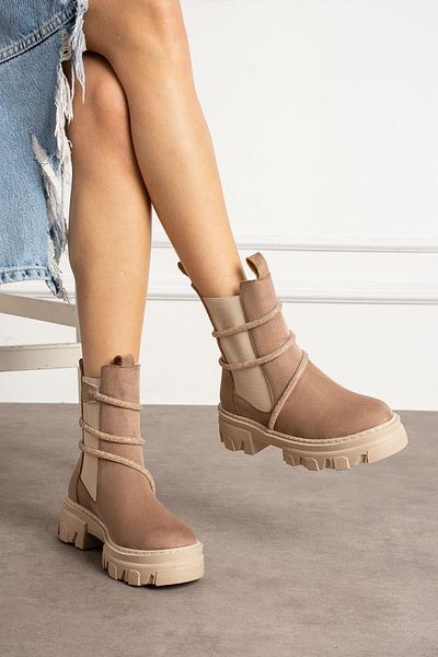 ShoeTek Fausta Γυναικείες Μπότες Suede Mink - Μπότες με τυλιγμένες πέτρες