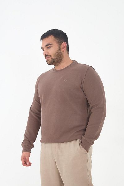 Maccali Men's Winter Crew Neck Oversized Basic Mink Sweatshirt