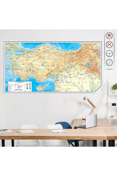 ZERO LAND Türkiye Physical Map 65 cm X 116 cm Hnzrn