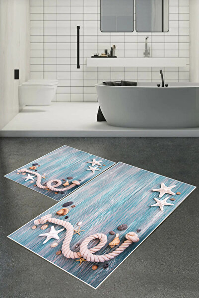 Carmine Carpet Σετ πατάκι μπάνιου 2 τεμαχίων με αντιολισθητική βάση με ψηφιακ...