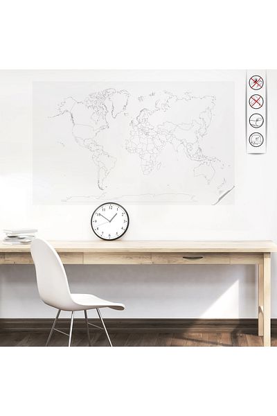 ZERO LAND Static Paper Colorless Mute World Map 150 cm X 258 cm Hnzrn