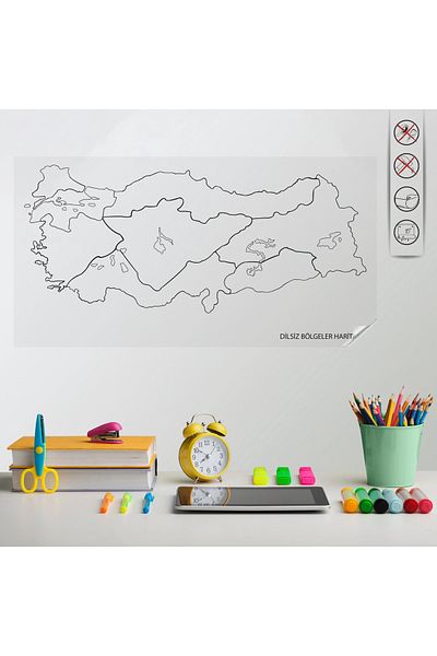 ZERO LAND Static Paper Colorless Mute Turkey Regions Map 150 cm X 270 cm Hnzrn