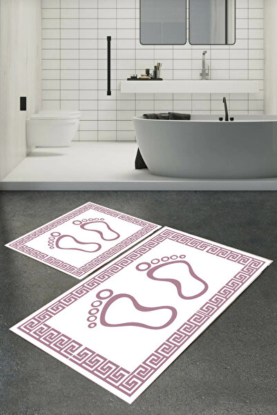Carmine Carpet مجموعة من 2 سجادة حمام مطبوعة رقمية وقابلة للغسل ومضادة للانزلاق