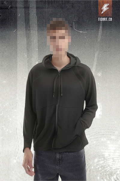 Siyah Fermuarlı Sweatshirt