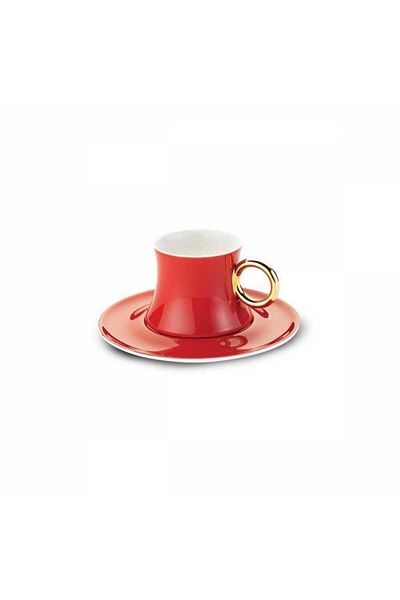 KORKMAZ 12 Piece 6 Person Red Freedoom Coffee Cup Set