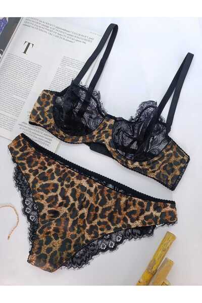 La Linaa Σετ σουτιέν Leopard Lace Underwire Χωρίς Καπίστρι